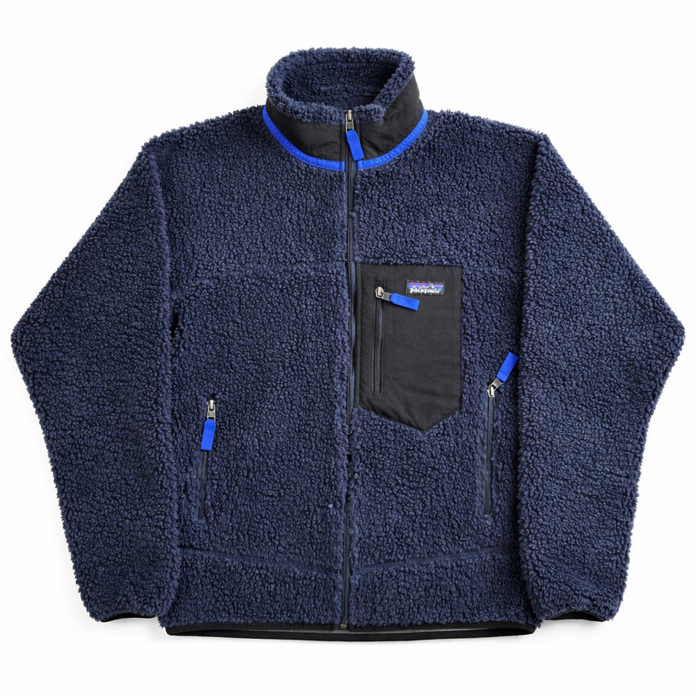 Patagonia Men Classic Retro-X Jacket Deep Pile Fleece Full Zip Navy Blue, Sz S